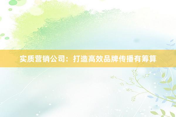 实质营销公司：打造高效品牌传播有筹算
